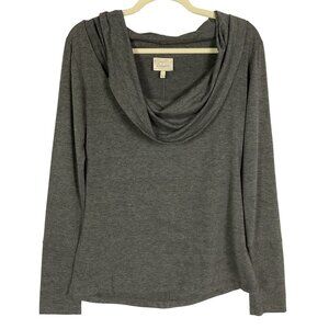 Anthropologie Deletta Cowl Neck Top Small Long Sleeve Rayon Dark Gray